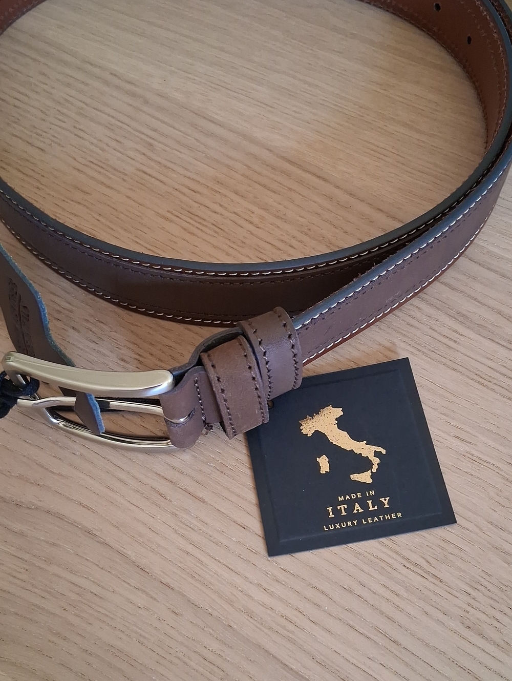 NWT Mens Italian Belt in Rich Espresso Suede Silver Tone Buckle